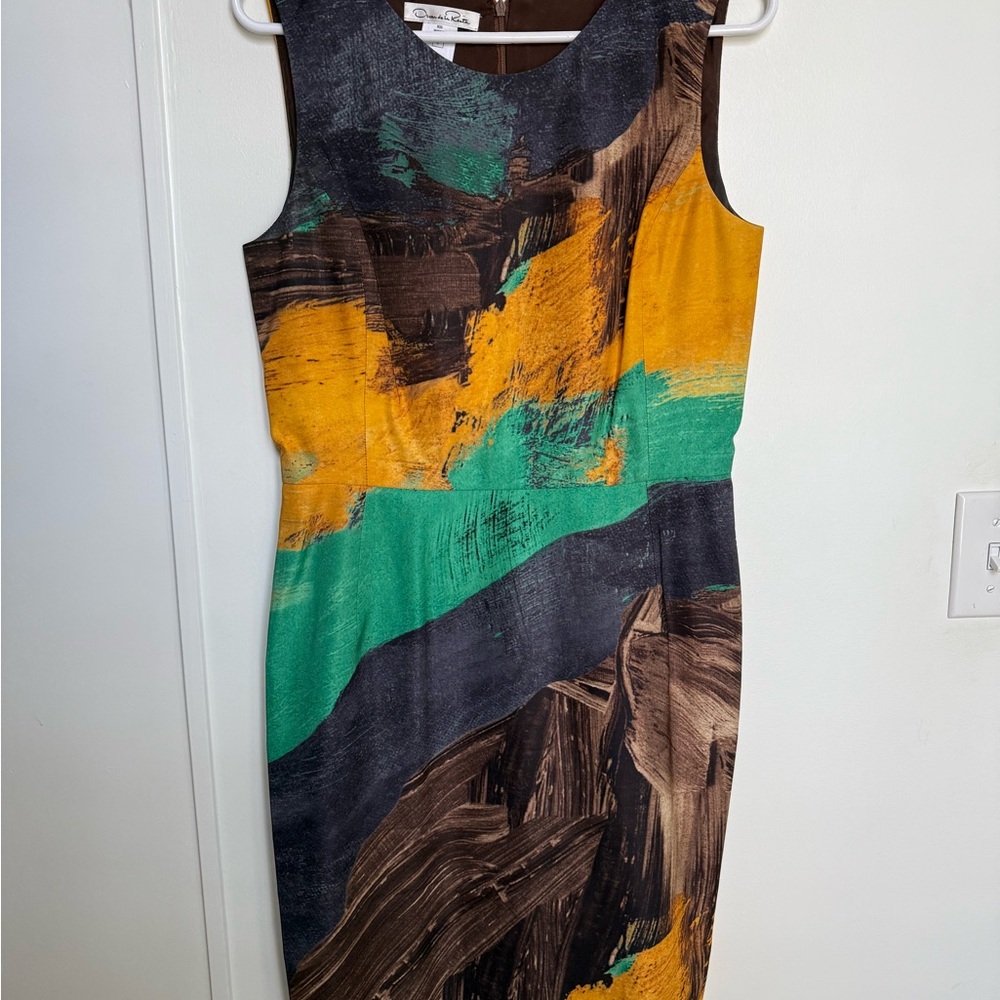 Oscar de la Renta Sleeveless Modern Abstract Dress-Size 8